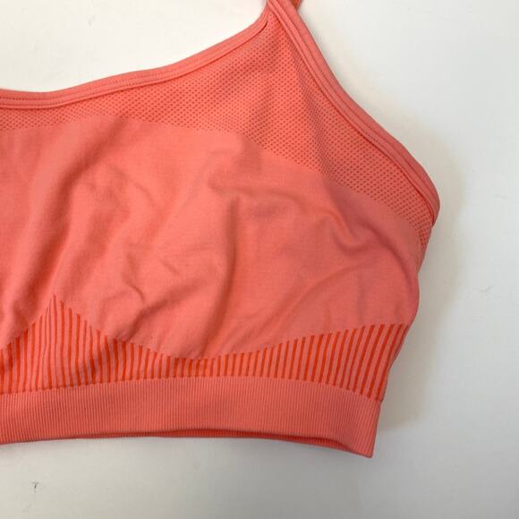 Fabletics Sevan Seamless Sports Bra Pink Grapefruit Strappy Light Support Large - Picture 3 of 7